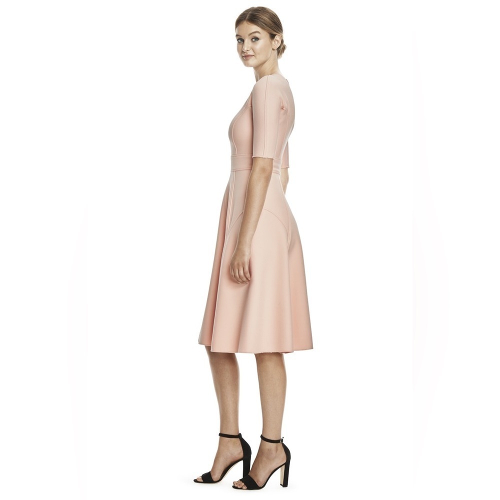 Lela Rose / Kate Middleton DOUBLE FACED TWILL ELBOW SLEEVE DRESS pink 12 - Picture 5 of 10